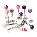 Mix Color Labret Balls Lip Tragus ring Ear Stud Bars Kit 10pcs P1317
