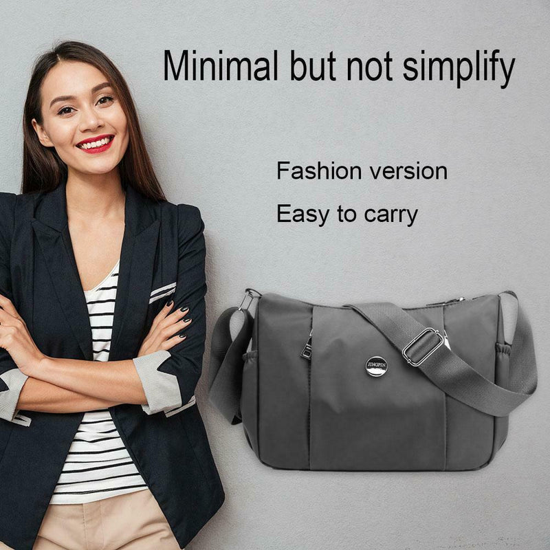 Nylon Casual Messenger Bag Women Large Capacity Shoulder Handbag (Grey) A
