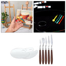 5x Painting Knives with 2x Clear Round Palette Board Household DIY Oil Painting