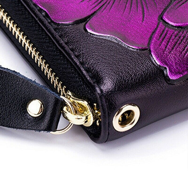 Women'S Elegant Floral Leather Wallet Fashion Long Ladies Clutch Bag Multi- C6I8