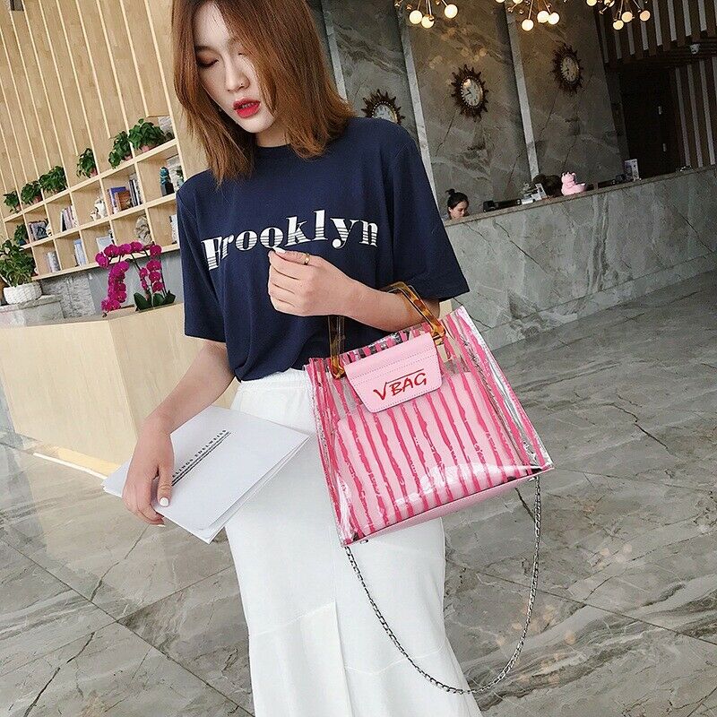 Transparent Pvc Jelly Beach Bag Ladies Handbag Large Capacity Shoulder Bag  S2K3