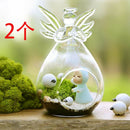 Set of 2Cute Clear Glass Angel Shape Flower Plant Hanging Vase Wedding Deco L9M5