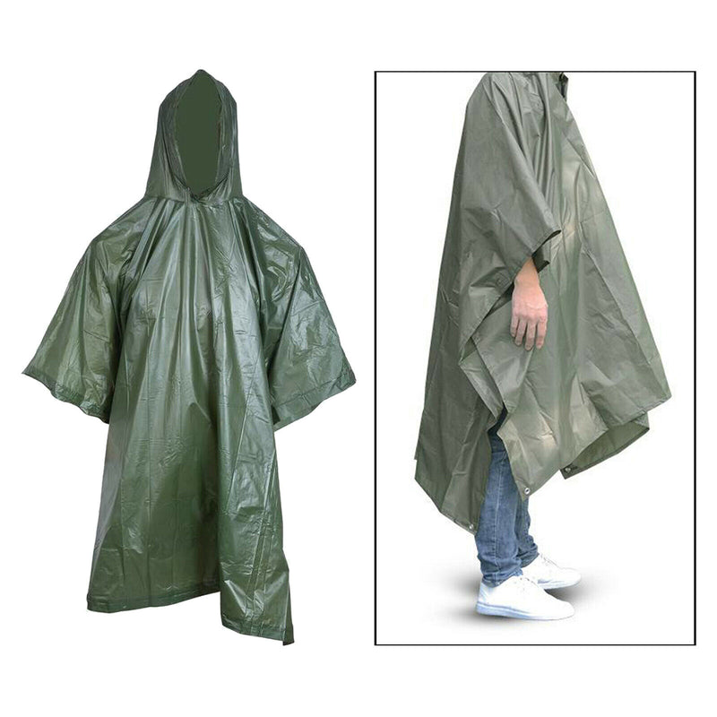 Raincoat Hooded Rain Coat Jacket Outdoors Poncho Ground Sheet Eyelet Shelter