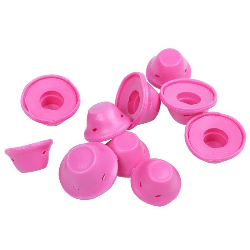 10pcs/set Soft Rubber Magic Hair Care Rollers Silicone Hair Curler No Heat  Q7T8