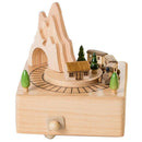 Wooden Musical Box Featuring Mountain Tunnel With Small Moving Magnetic Tra