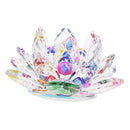 Crystal Lotus Flower Buddhist Ornament Feng Shui Art Glass Paperweight Multi