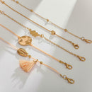 5pcs/set Bracelet Women Heart Shell Flower Bead Chain Retro Tassel Jewelry