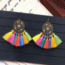 Tassel Earrings Boho Statement Colorful Handmade Women Fringe Hook Earrings Gift