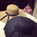 Hot Women'S Wide Brim Summer Beach Sun Hat Lady Straw Floppy(Black)
