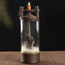 The New Dragon Backflow Incense Burner Auspicious Glass Cover Teahouse Orna L1F5