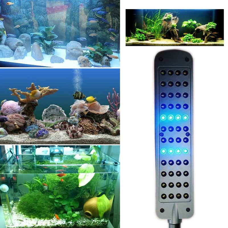 48 LED Aquarium Lamp Fish Tank Water Plant 2 Mode Clip White Blue Light Bulb