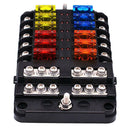 12-way Blade Fuse Block Fuse Box Holder with LED Indicator Damp-Proof Protection
