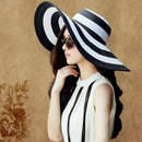 2018 New Summer Female Sun Hats Visor Hat Big Brim Classic Black White Stri