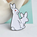 Cartoon Cute Two White Rabbits Evil Brooch Pins Jeans Clothes Jewelry Women MO