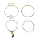 Bohemian Handmade Weave Heart Long Tassel Bracelet Sets Women Grey Rope Cha T5C5