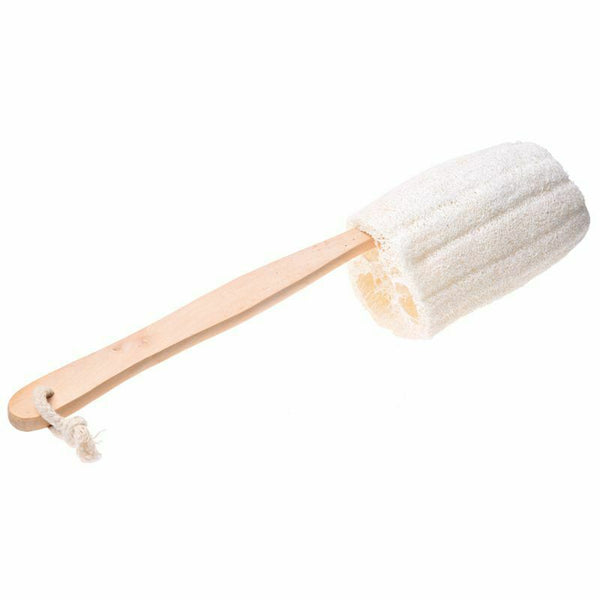 Wooden Handled Natural Sponge Loofah Back Scrubber Brush Bath Long Reach Sh E2I8