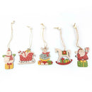 5pcs Wooden Santa Claus Snowman Pendents Christmas Tree Hanging Ornaments