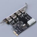 5 Gbps PCI Express to USB 3.0 Hub Splitter Card External Expansion, 4 Ports for