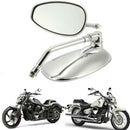 2PCS Motorcycle Oval Chrome Rear View Glass Mirror For Ducati KTM Kawasaki FT