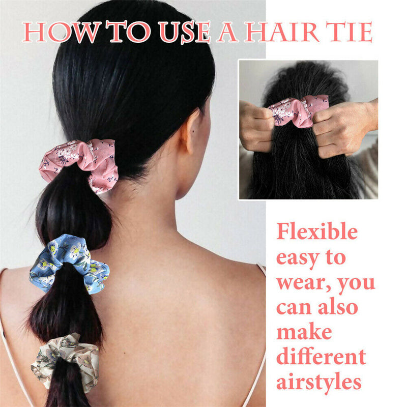 16pcs Hair Scrunchies Band Elastic Ties Big Floral Ponytail Holder Pack F. Women