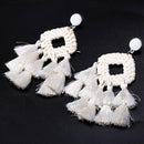 Geometric Tassel Drop Dangle Earrings For Women Jewelry Wooden Bohemian Wed