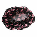 printing Wave point Waterproof shower cap(black) F9H2