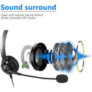 VH500D For PC Phone Call Center 3.5mm Wired Line Control Microphone Headset
