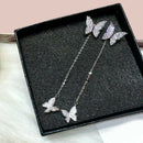 Butterfly Earrings Stud Threader Long Drop Dangle Tassel Crystal For Women Girls