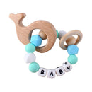 Animal Wooden Teether Baby Chewable Teething Bracelet Silicone Beads Rattle Toys
