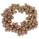 Women Pearls Beads Hair Band Rope Scrunchie Ponytail Holder (Khaki)