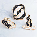 3PCS Enamel Magic Gesture Book Fire Witch Brooch Pin Jacket Shirt Badge Brooch3c