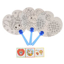 1Pc DIY kids coloring cartoon hand fan craft kindergarten drawing toys MO