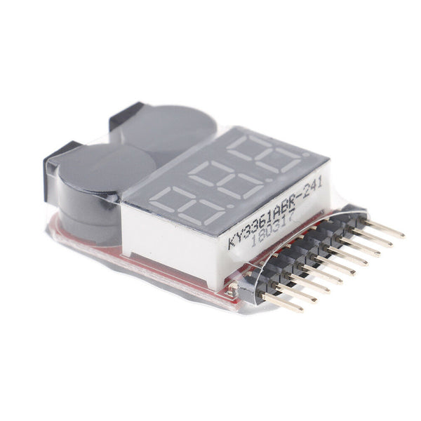 1-8S LED Low Voltage Buzzer Alarm Lipo Voltage Indicator Checker Tester JR
