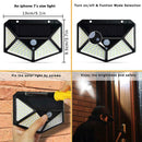 100 LED Solar Power PIR Motion Sensor Wall Light Garden Outdoor Waterproof Lamp