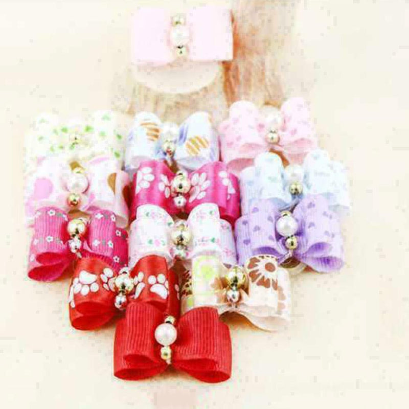 Assorted Pet Cat Dog Hair Bows Rubber Band Animal Grooming Accessories-1pc O4V2