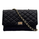 Fashion Women Shoulder Messenger Handbag Chain Leather Evening Bag (Black) A