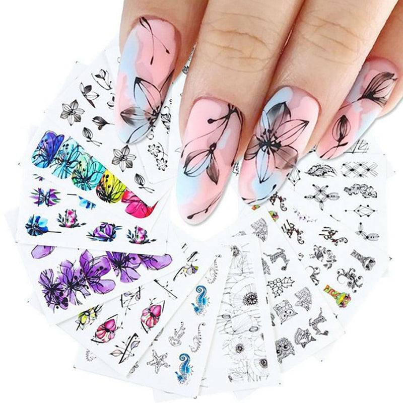 14pcs Butterfly Nail Stickers Water Transfer Decals Nail Art Decor Tips Art