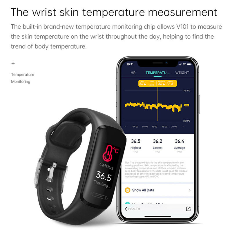 Bluetooth Fitness Tracker Smart Watch Bracelet Sleep Monitor for Women Men