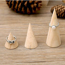15pcs Natural Wood Cone Shape Ring Holder Display DIY Crafts Rack 3 Size