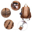 Pure Color Knapsack Women Large Backpacks Anti-theft Rucksack (Light Brown) SN9F