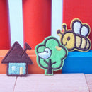 3 pcs Embroidered Cloth Iron On Patch Sew Motif Applique Bee Tree House ME