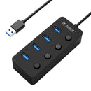 1X(Orico W9Ph4-U3-V1 Bus Powered 4 Port Usb 3.0 Hub With Individual Power S