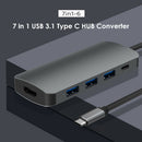 7 in 1 USB 3.1 Type C HUB Converter 4K HDMI 3x USB 3.0 SD TF 87W PD Adapter