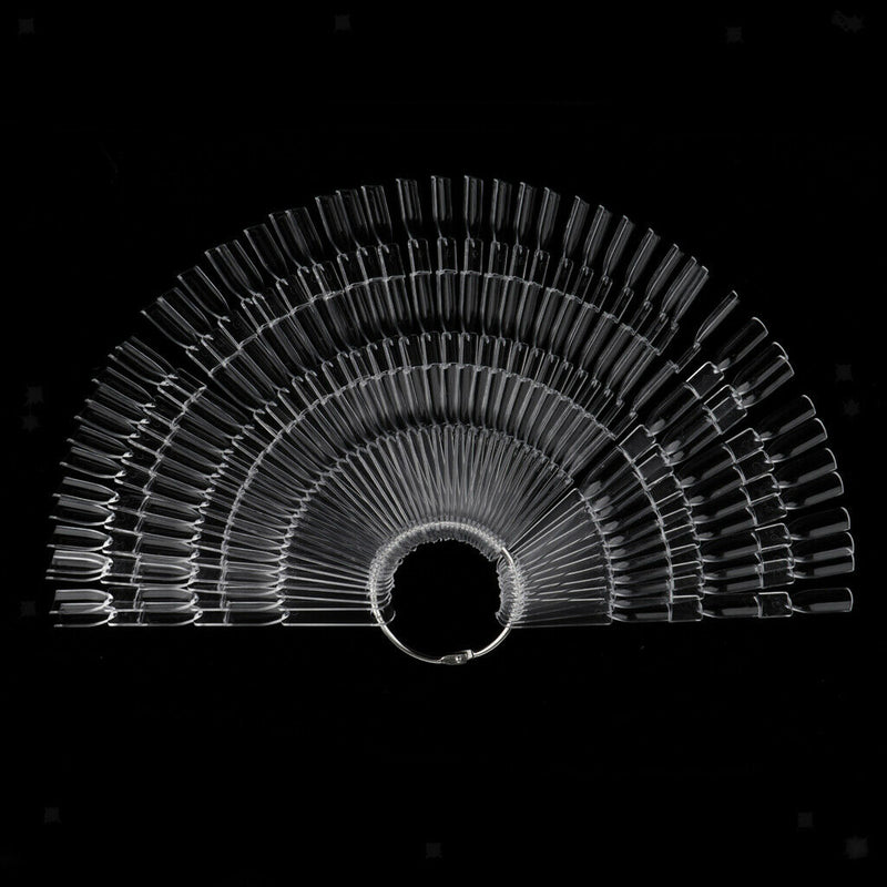 50 Piece Fan-Shaped False Nail Art Polish Gel Display Chart 150 Tips Clear