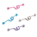 Stainless Steel Spiral Industrial Barbell Ear / Tongue Ring Piercing Bar Jewelry