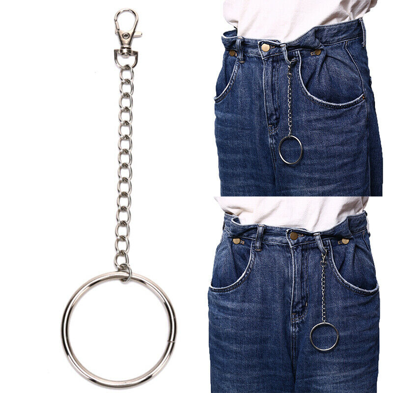 20cm Long Metal Wallet Chain Belt Rock Hipster Pant Jean Keychains Big RingPu-OZ