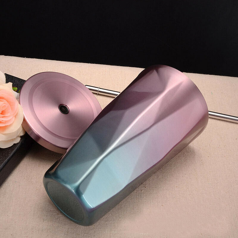 Stainless Steel Tumbler with Straw - Hot and Cold Double Wall Drinking Cups S2I2