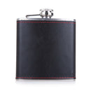 6oz Stainless Steel Hip Flask Faux Leather Wrapped Flagon Wine Pot Portable