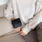 Women Solid Mini Wrist Bag Leather Purse Wristlet Clutch Handbag (Black)
