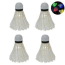 4pcs Colorful LED Badminton Shuttlecock Ball Feather Glow White Sport Q4W8